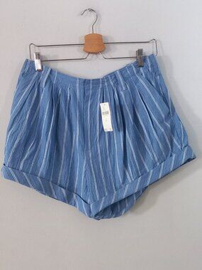 ANTHROPOLOGIE blue and white striped shorts